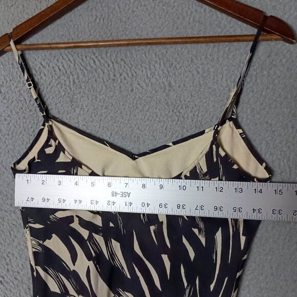 The Limited Slip Dress Women 2 Black Beige Floral 100% Silk Maxi Spaghetti Y2K - Picture 7 of 12